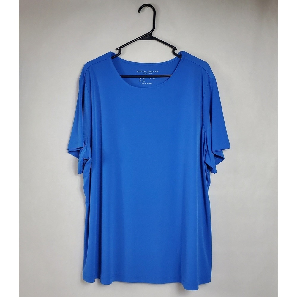 Susan Graver‎ Essentials Blue Short Sleeve Top Women's Plus Size 2X
